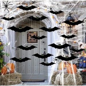 16 Black Bats Hanging Yard Signs